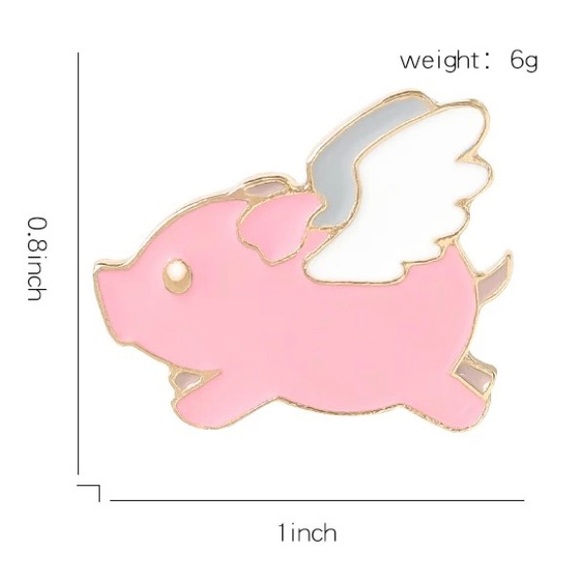 4/$20 When Pigs Fly Flying Pink Pig Enamel Pin - Picture 2 of 3